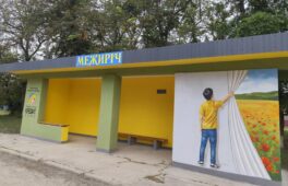 У селі Межиріч на Канівщині оновили зупинку і намалювали на ній мурал (ФОТО)